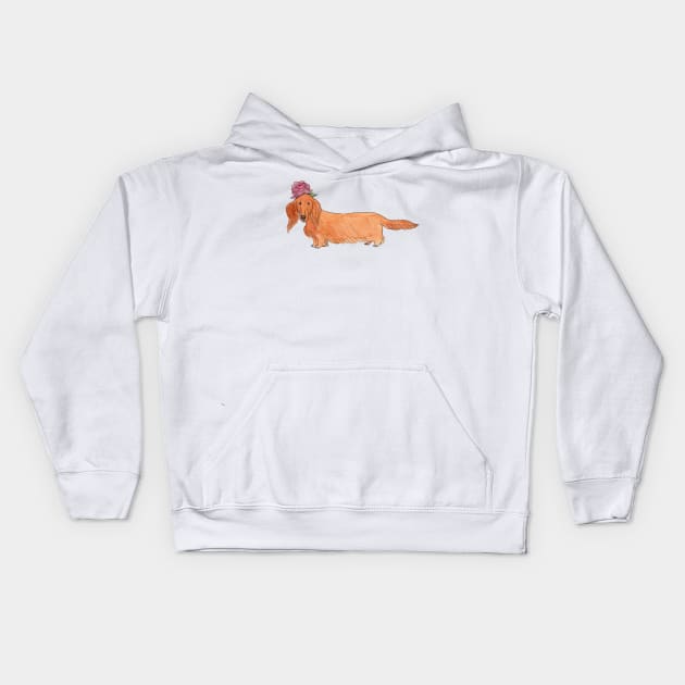 Dachshund with flower Kids Hoodie by doggyshop